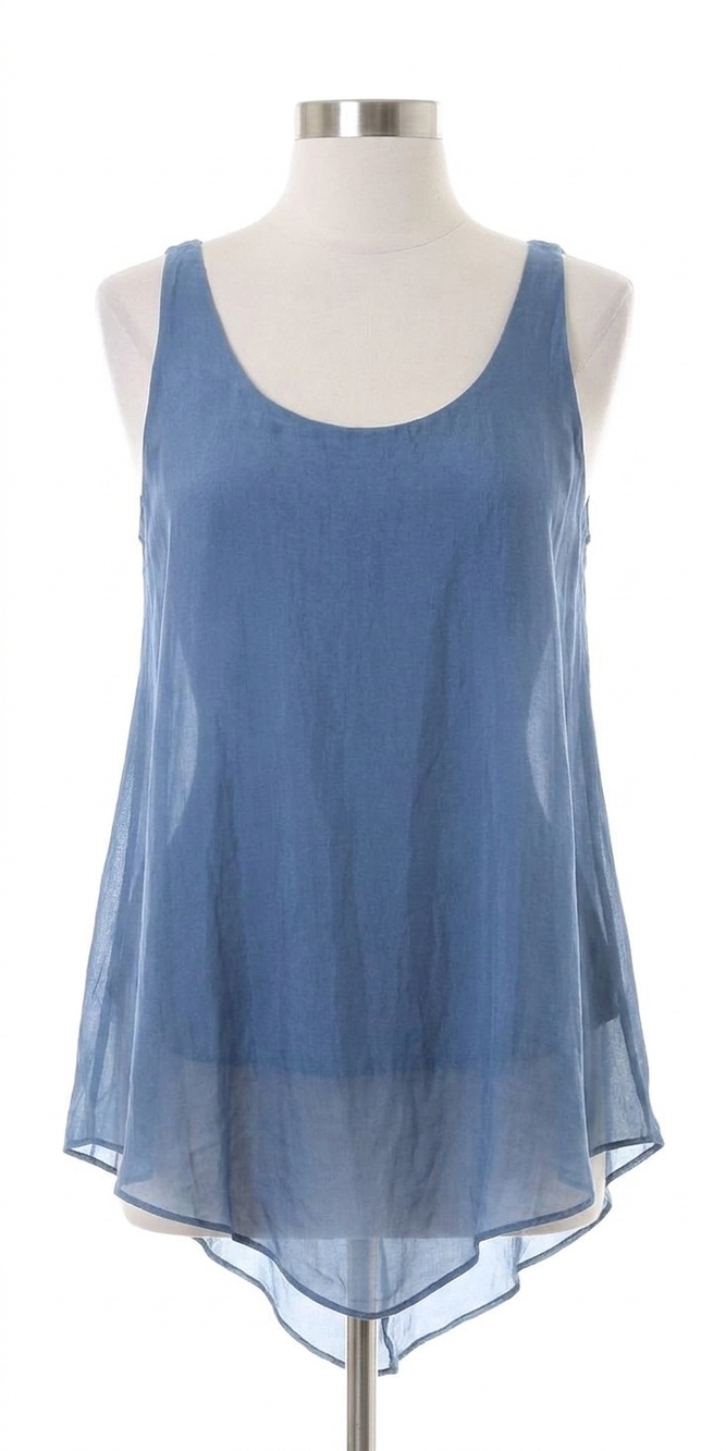 NEW GIGI MODA catania silk tank top in blue